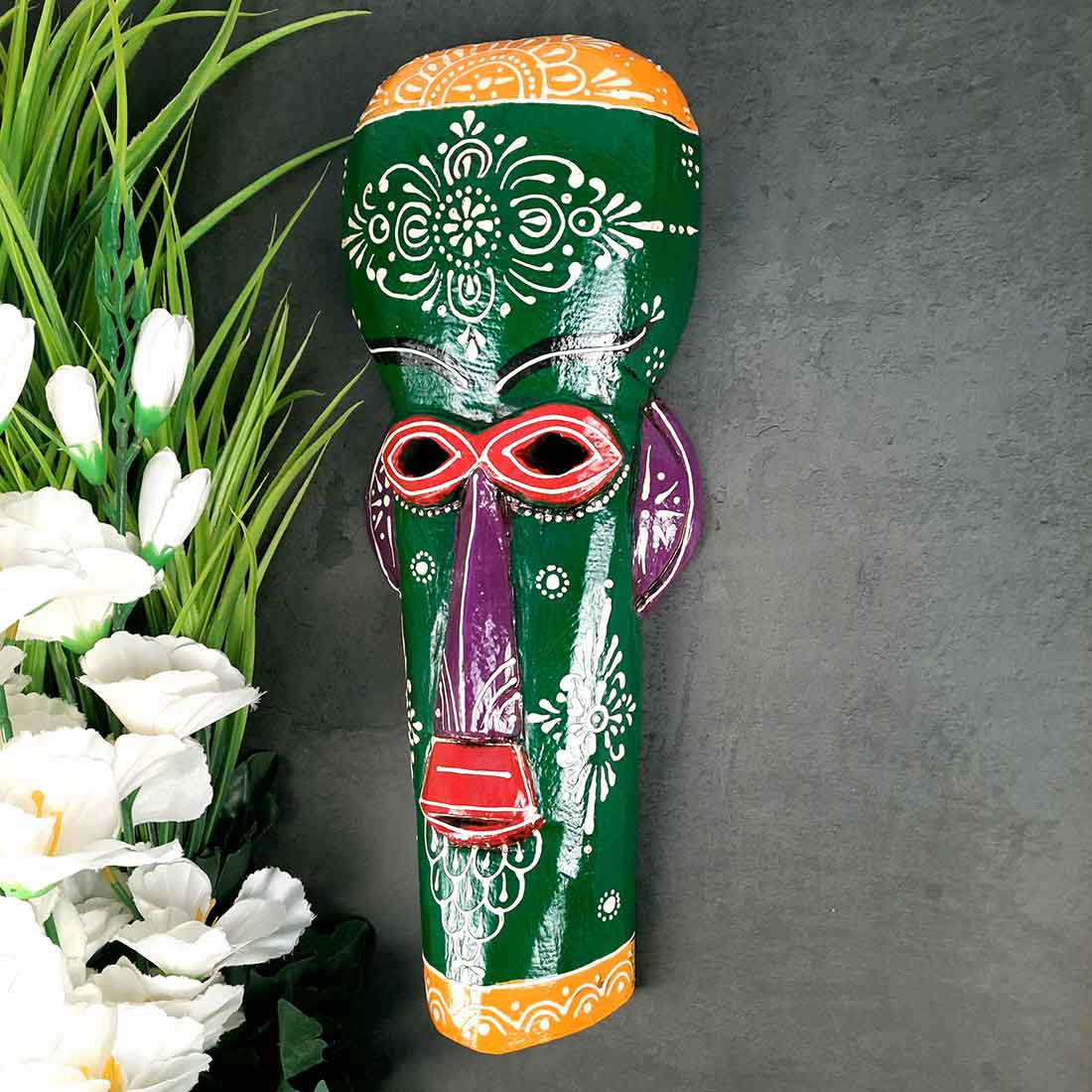 African Tribal Masks | Decorative Mask Wall Hanging - For Wall Decor & Home Interiors (Pack of 2) -15 inch
