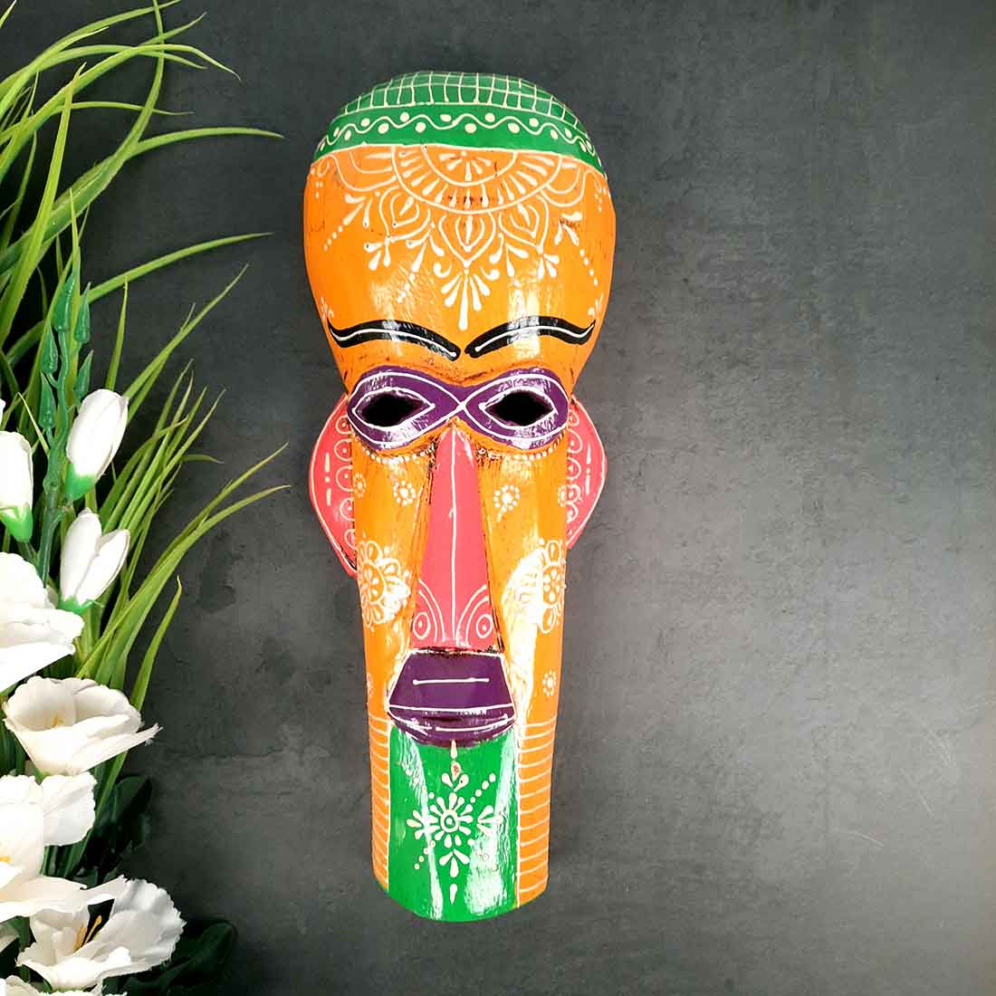 Tribal Mask Wall Hanging | African Mask - for Home & Office Decor - 15 inch - Apkamart