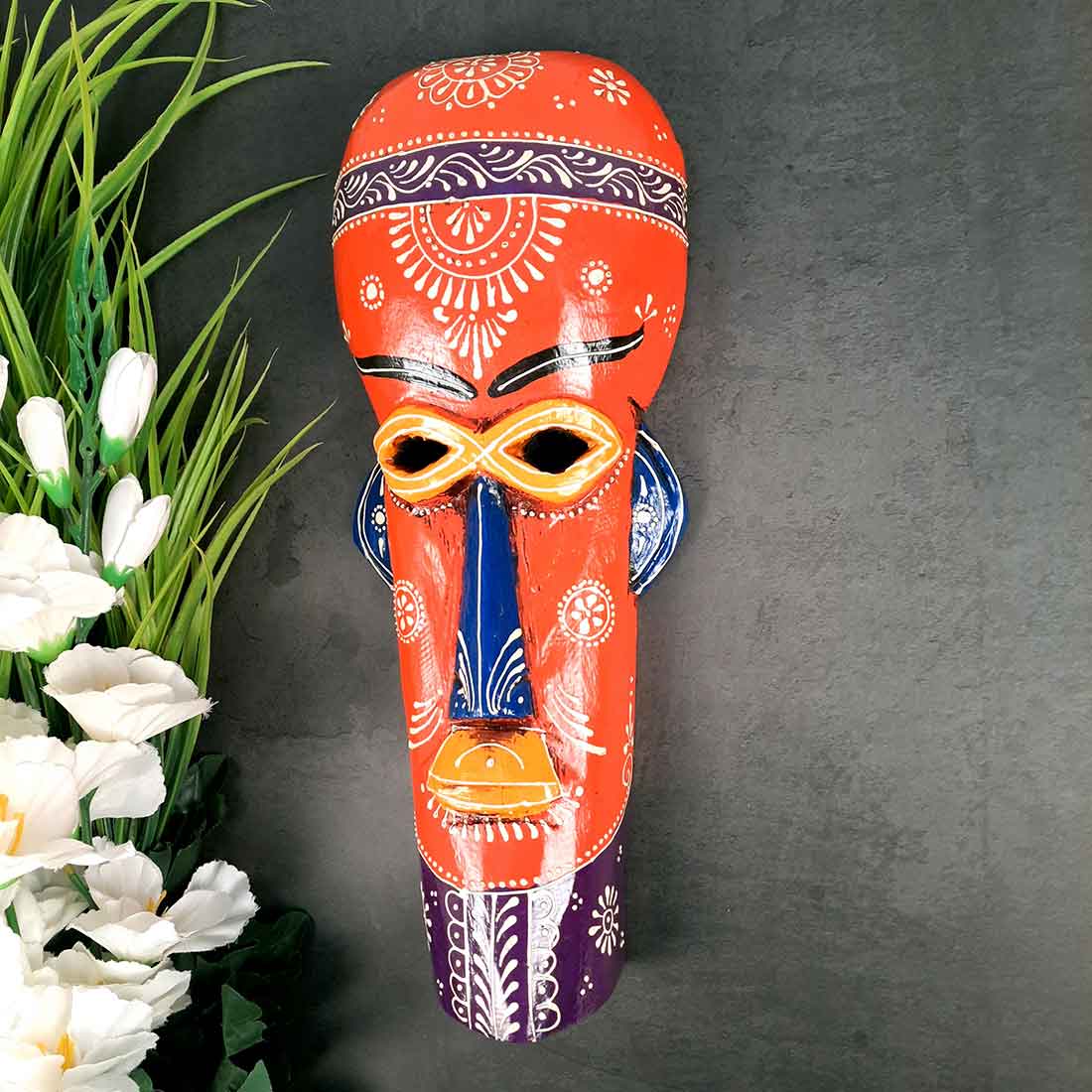African Tribal Masks | Decorative Mask Wall Hanging - For Wall Decor & Home Interiors (Pack of 2) -15 inch