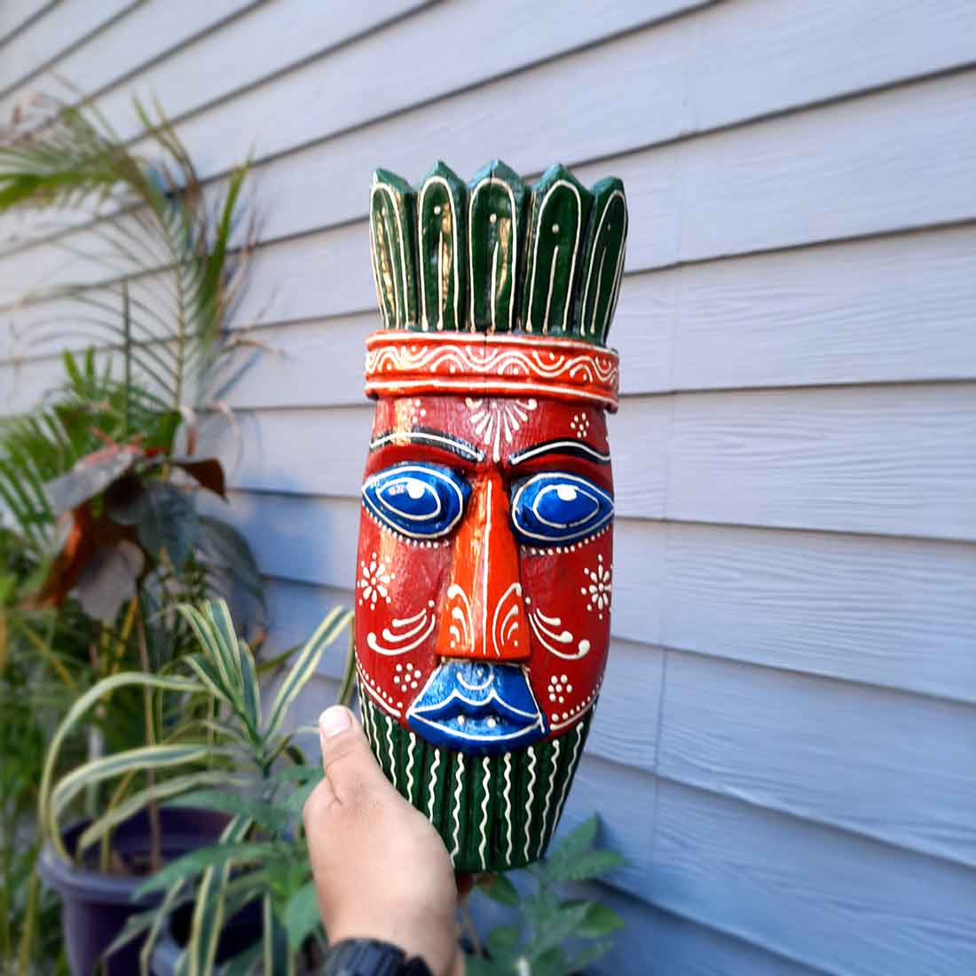 African Tribal Mask Wall Hanging | Rustic Wall Decor - for Home & Wall Decor & Gifts (Pack of 4) - 12 Inch - Apkamart