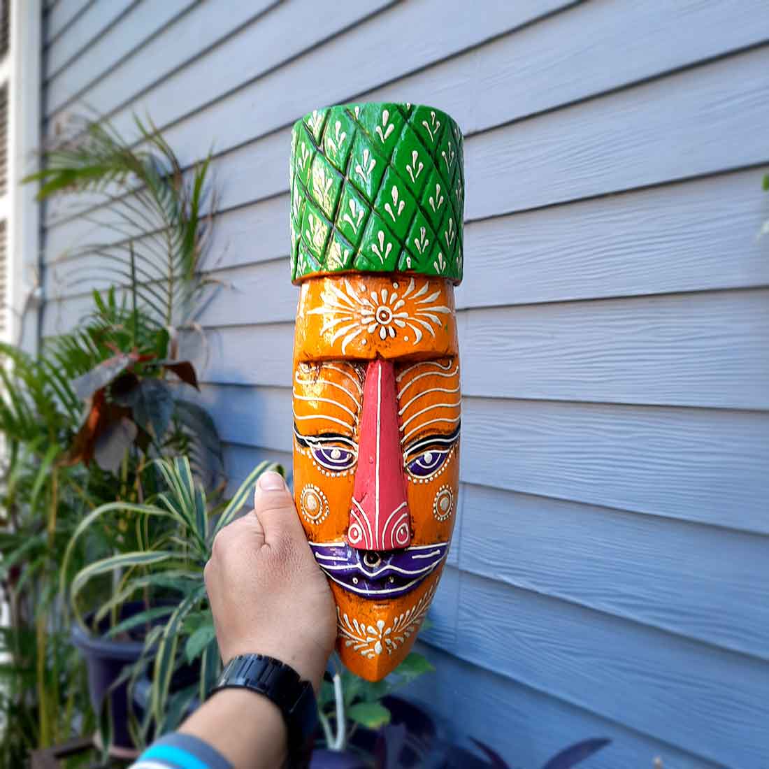 African Style Wall Decor Mask | Tribal Art Masks - For Home, Entrance & Wall Hanging (Pack of 2) - 12 Inch - Apkamart #Style_Style 4