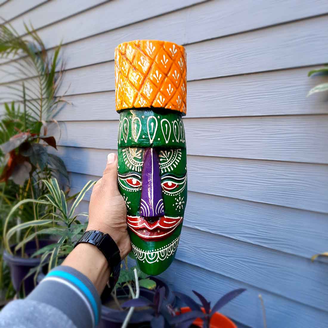 African Style Wall Decor Mask | Tribal Art Masks - For Home, Entrance & Wall Hanging (Pack of 2) - 12 Inch - Apkamart #Style_Style 2