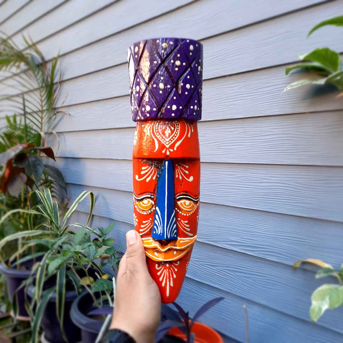 Tribal Wall Masks | African Egyptian Hangings for Home Entrance & Living Room | Nazar Battu Hanging - for House, Door, Hallway, Balcony Decoration - 12 Inch