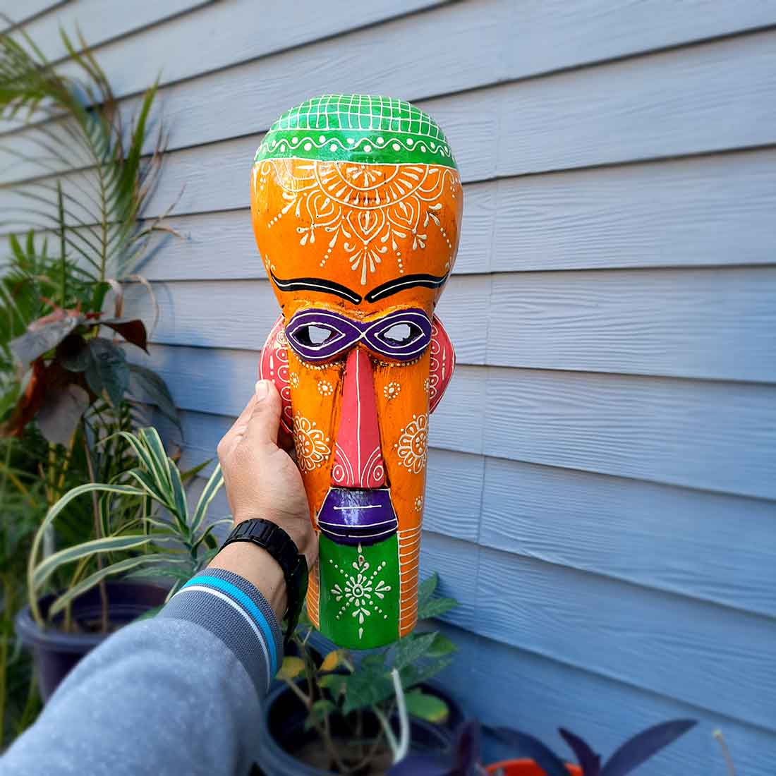 Tribal Mask Wall Hanging | African Mask - for Home & Office Decor - 15 inch - Apkamart