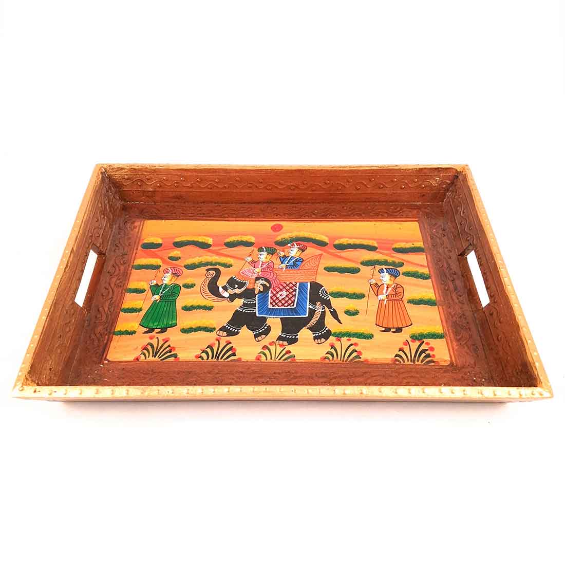 Serving Wooden Tray | Decorative Tray - for Kitchen, Serving & Gifting - 13 Inch - Apkamart#Style_Pack of 1