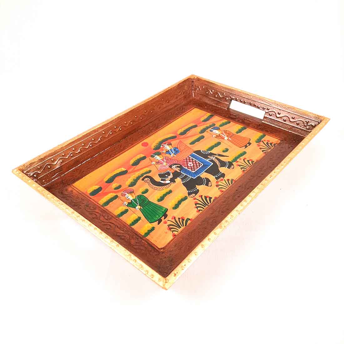 Serving Wooden Tray | Decorative Tray - for Kitchen, Serving & Gifting - 13 Inch - Apkamart#Style_Pack of 1