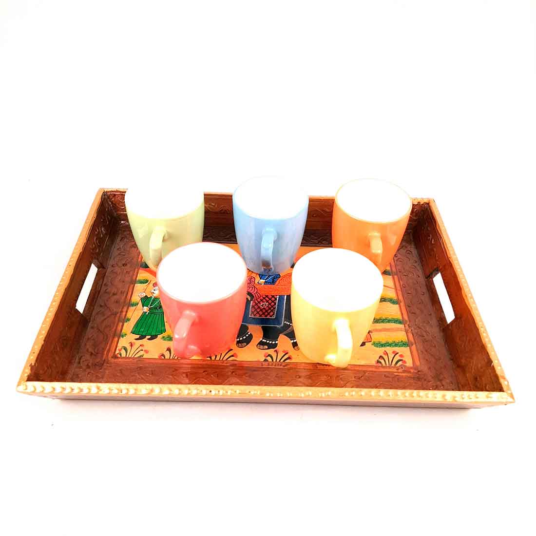 Serving Wooden Tray | Decorative Tray - for Kitchen, Serving & Gifting - 13 Inch - Apkamart#Style_Pack of 1