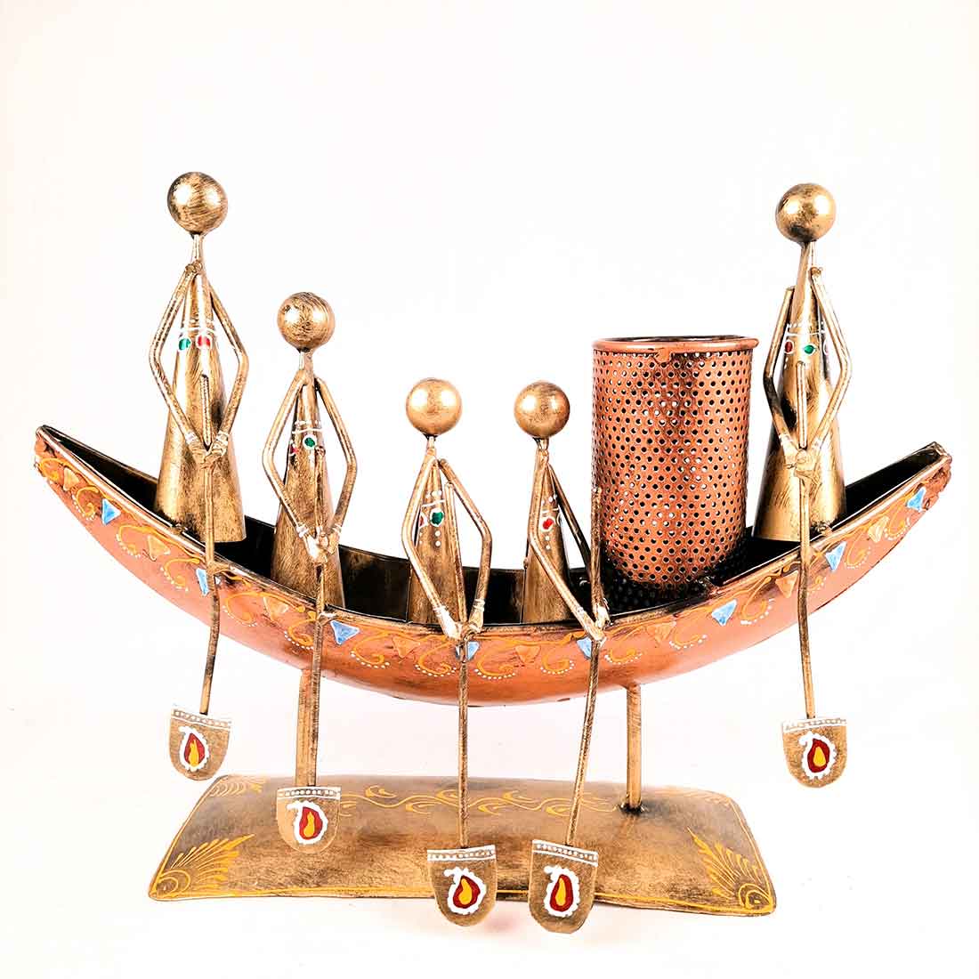 Showpiece Pen Holder | Desk Organizer - Boat Design - For Table Decor -15 Inch - ApkaMart#Color_Gold