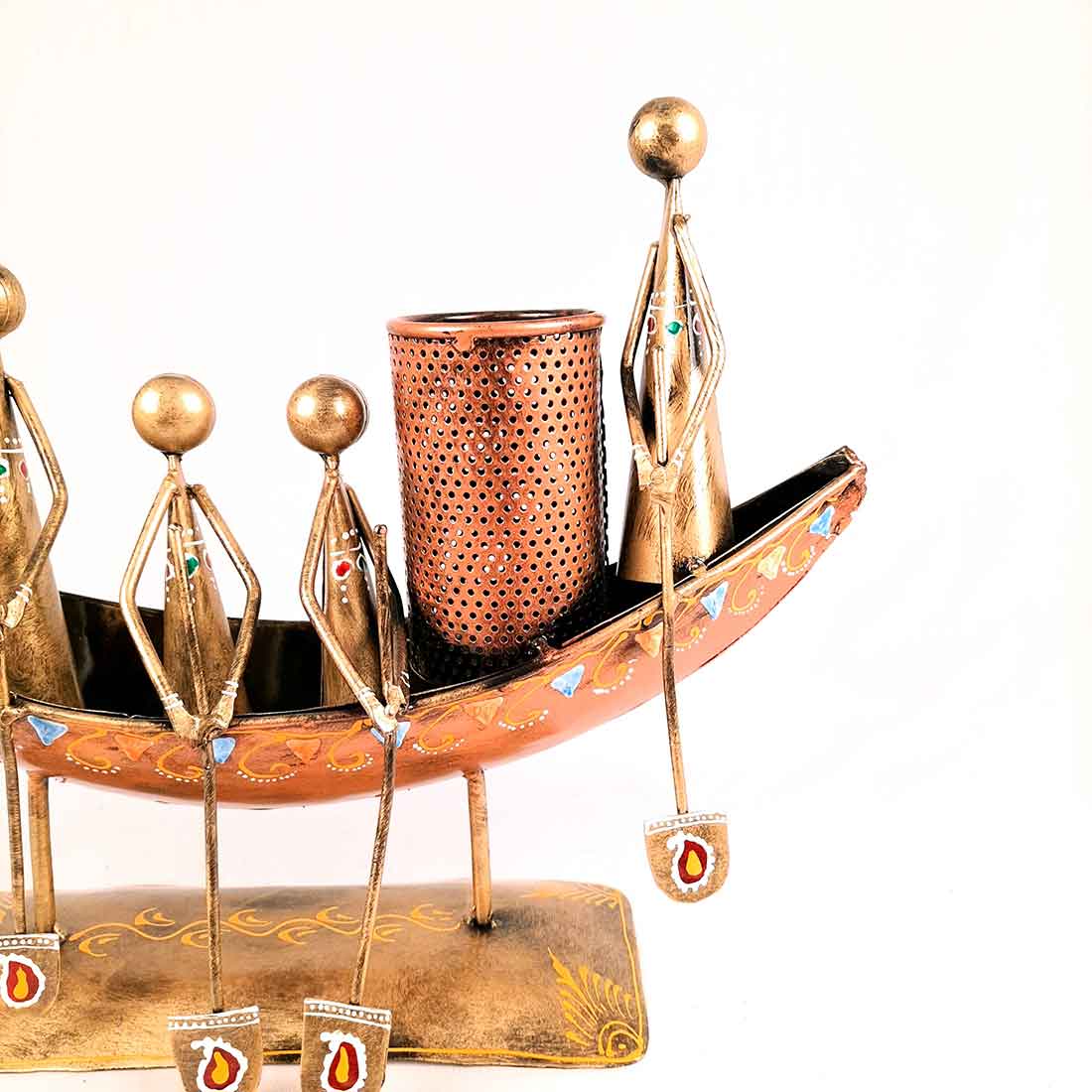 Showpiece Pen Holder | Desk Organizer - Boat Design - For Table Decor -15 Inch - ApkaMart#Color_Gold