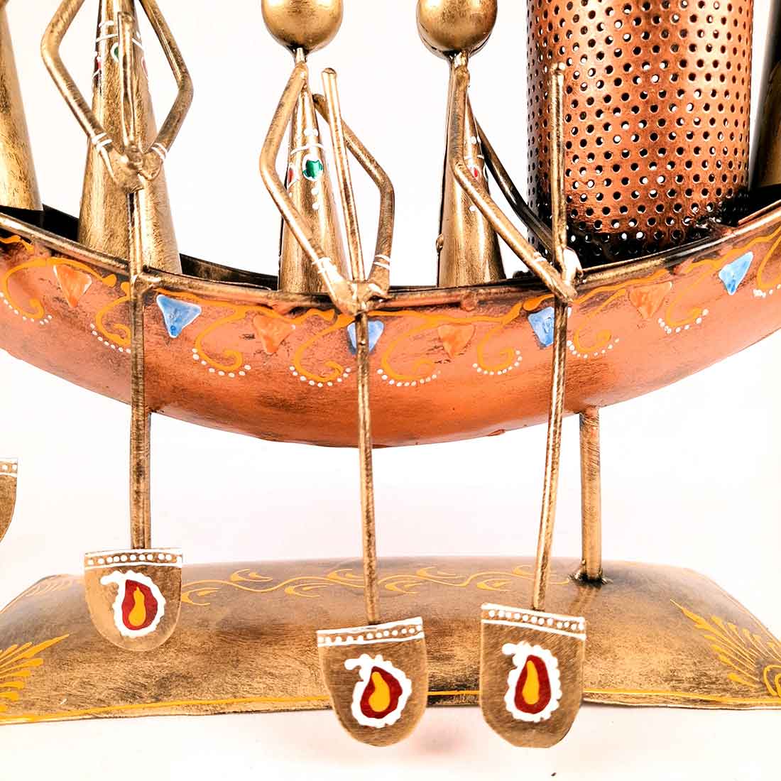 Showpiece Pen Holder | Desk Organizer - Boat Design - For Table Decor -15 Inch - ApkaMart#Color_Gold