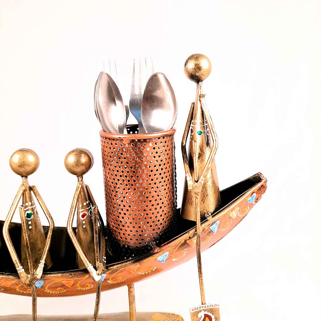 Showpiece Pen Holder | Desk Organizer - Boat Design - For Table Decor -15 Inch - ApkaMart#Color_Gold