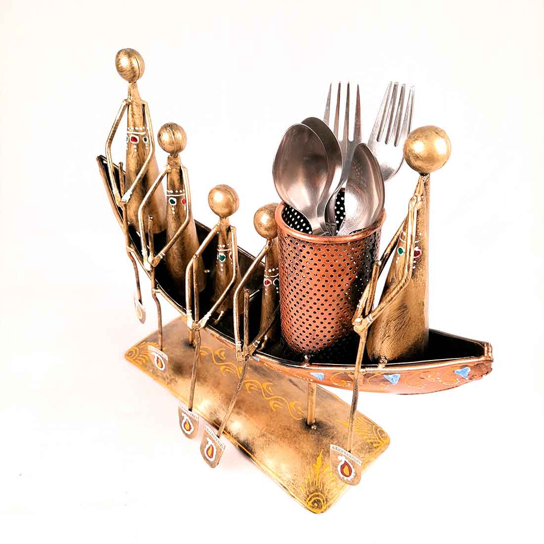 Showpiece Pen Holder | Desk Organizer - Boat Design - For Table Decor -15 Inch - ApkaMart#Color_Gold