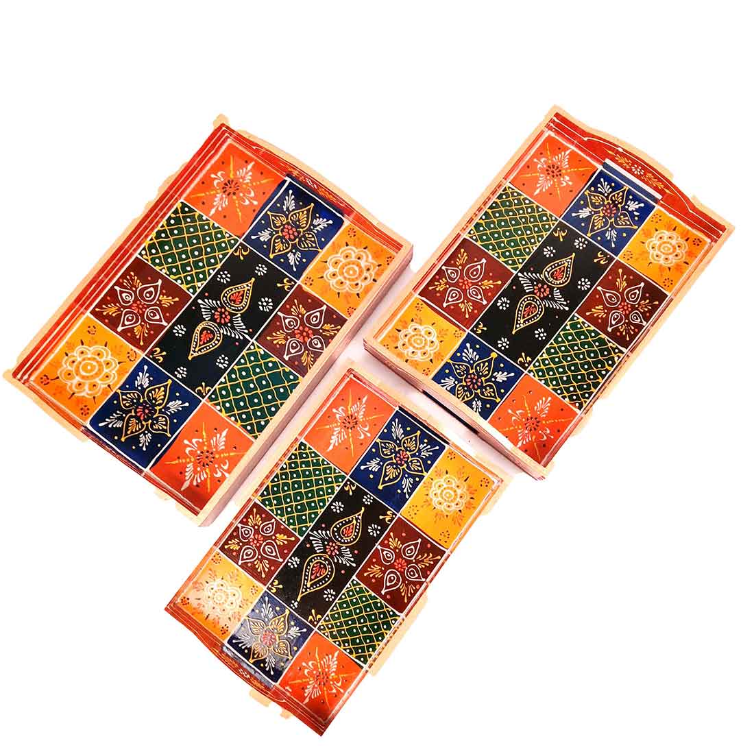 Wooden Serving Tray Set | Tea Serving Trays - For Kitchen, Dining Table & Gifts - Apkamart