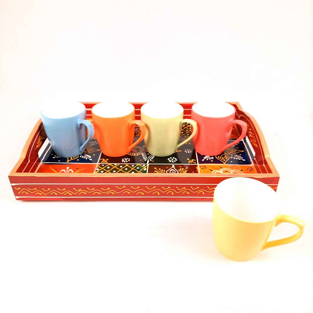 Wooden Serving Tray Set | Tea Serving Trays - For Kitchen, Dining Table & Gifts - Apkamart