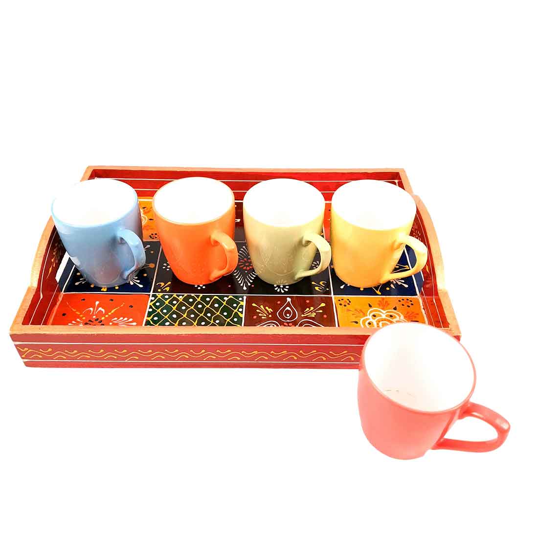 Wooden Serving Tray Set | Tea Serving Trays - For Kitchen, Dining Table & Gifts - Apkamart