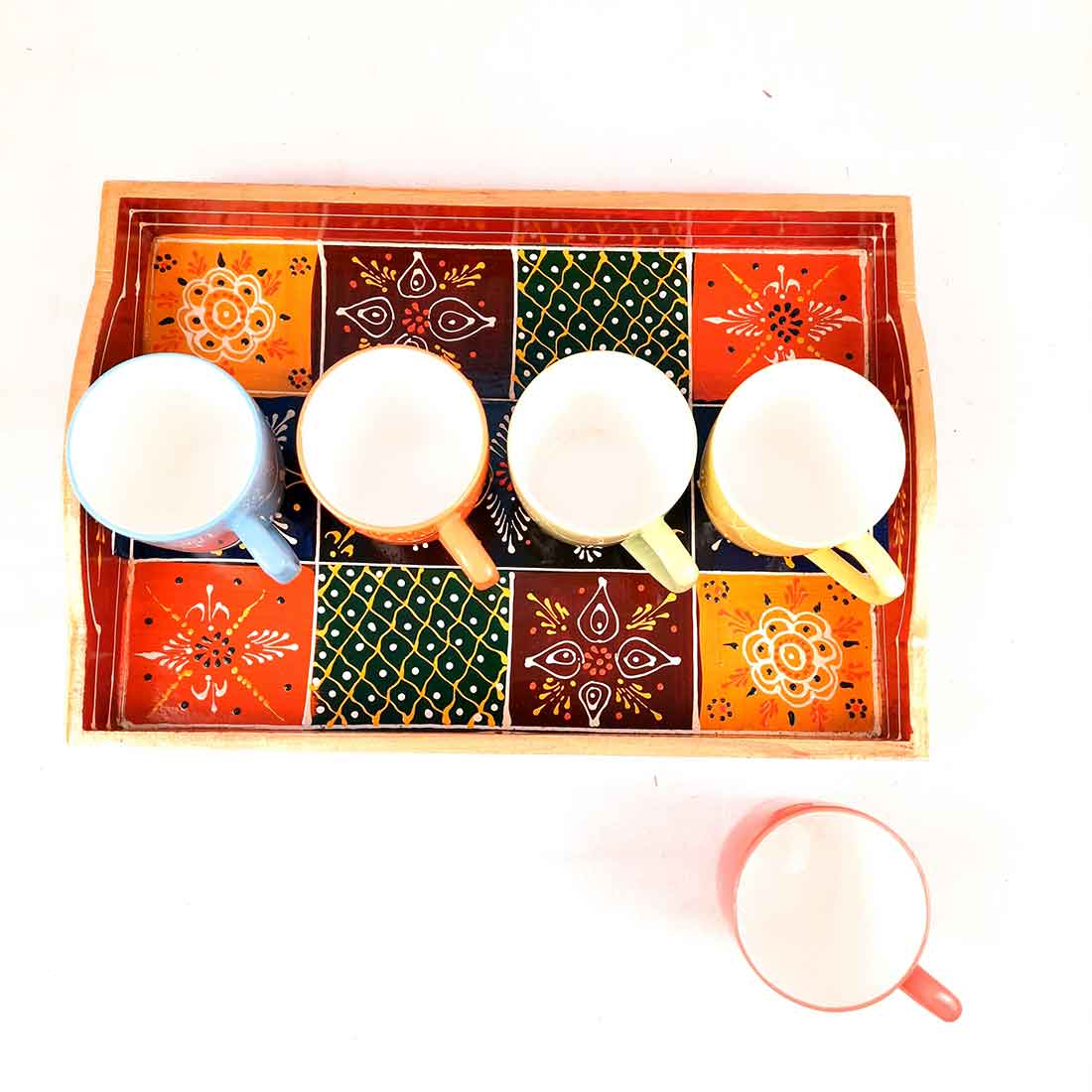 Wooden Serving Tray Set | Tea Serving Trays - For Kitchen, Dining Table & Gifts - Apkamart