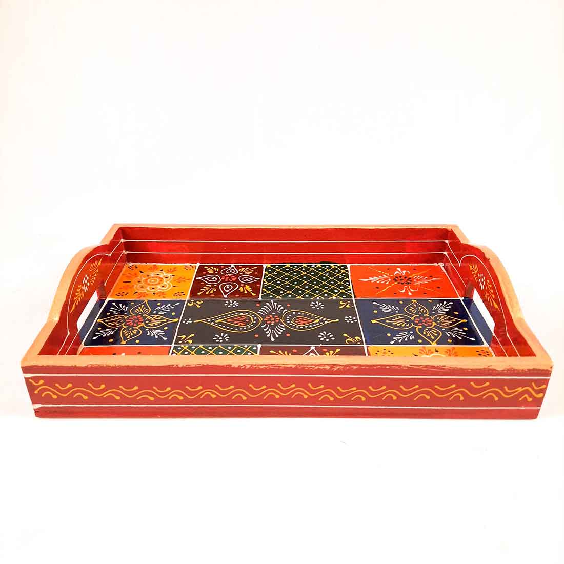 Wooden Serving Tray Set | Tea Serving Trays - For Kitchen, Dining Table & Gifts - Apkamart