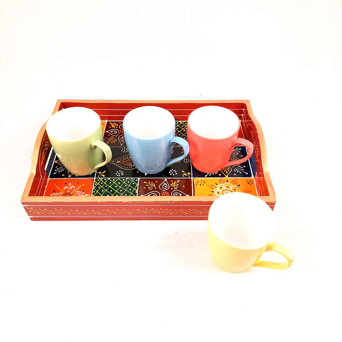 Wooden Serving Tray Set | Tea Serving Trays - For Kitchen, Dining Table & Gifts - Apkamart