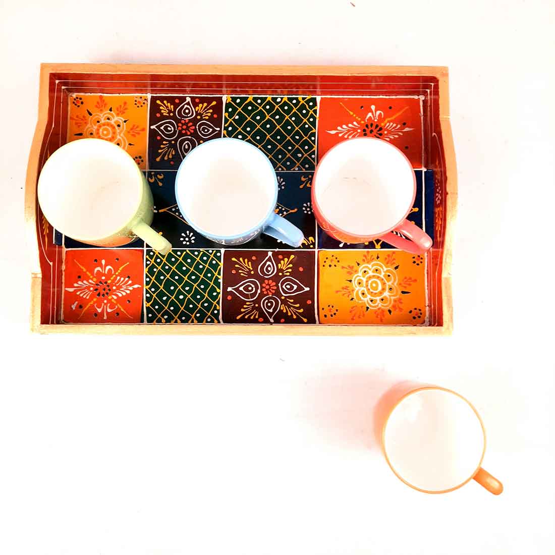 Wooden Serving Tray Set | Tea Serving Trays - For Kitchen, Dining Table & Gifts - Apkamart