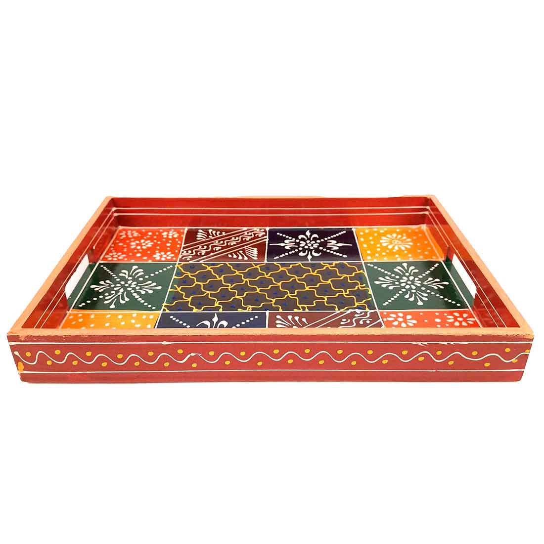 Wooden Serving Tray Set | Tea & Snack Serving Tray - For Serving & Table Decor -Apkamart