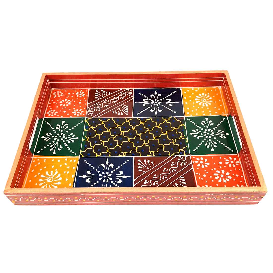 Wooden Serving Tray Set | Tea & Snack Serving Tray - For Serving & Table Decor -Apkamart