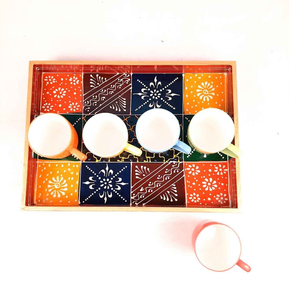 Wooden Serving Tray Set | Tea & Snack Serving Tray - For Serving & Table Decor -Apkamart