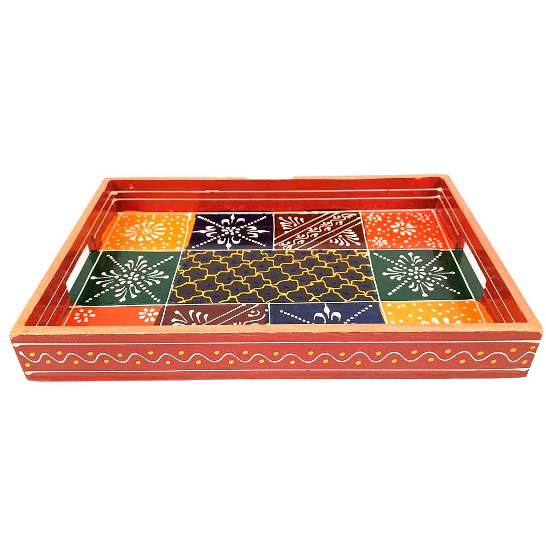 Wooden Serving Tray Set | Tea & Snack Serving Tray - For Serving & Table Decor -Apkamart