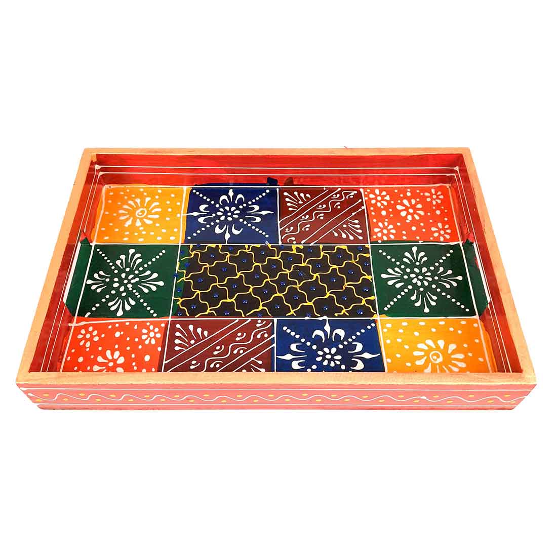 Wooden Serving Tray Set | Tea & Snack Serving Tray - For Serving & Table Decor -Apkamart