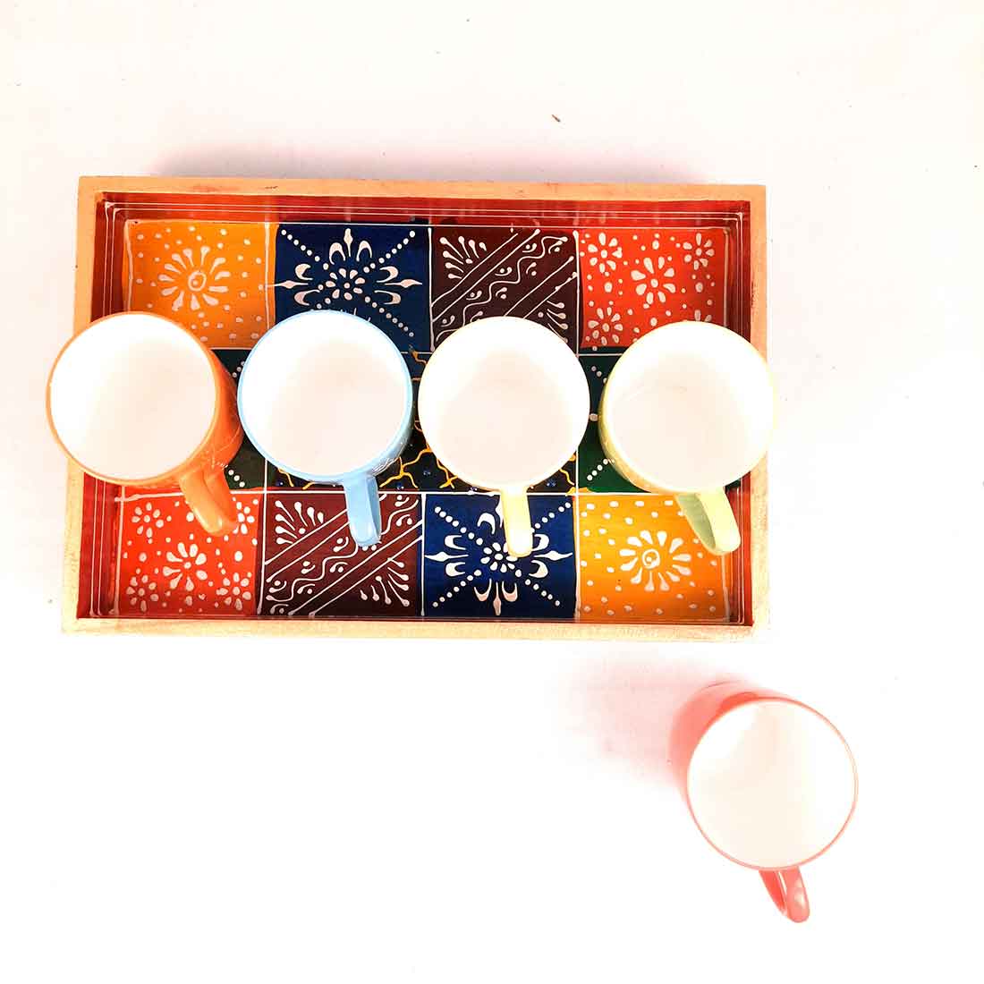 Wooden Serving Tray Set | Tea & Snack Serving Tray - For Serving & Table Decor -Apkamart