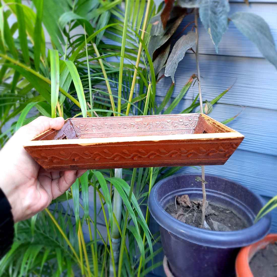 Decorative Tray | Wooden Serving Tray - For Tea & Snack Serving and Organising - 9 Inch - Apkamart#Style_Pack of 3