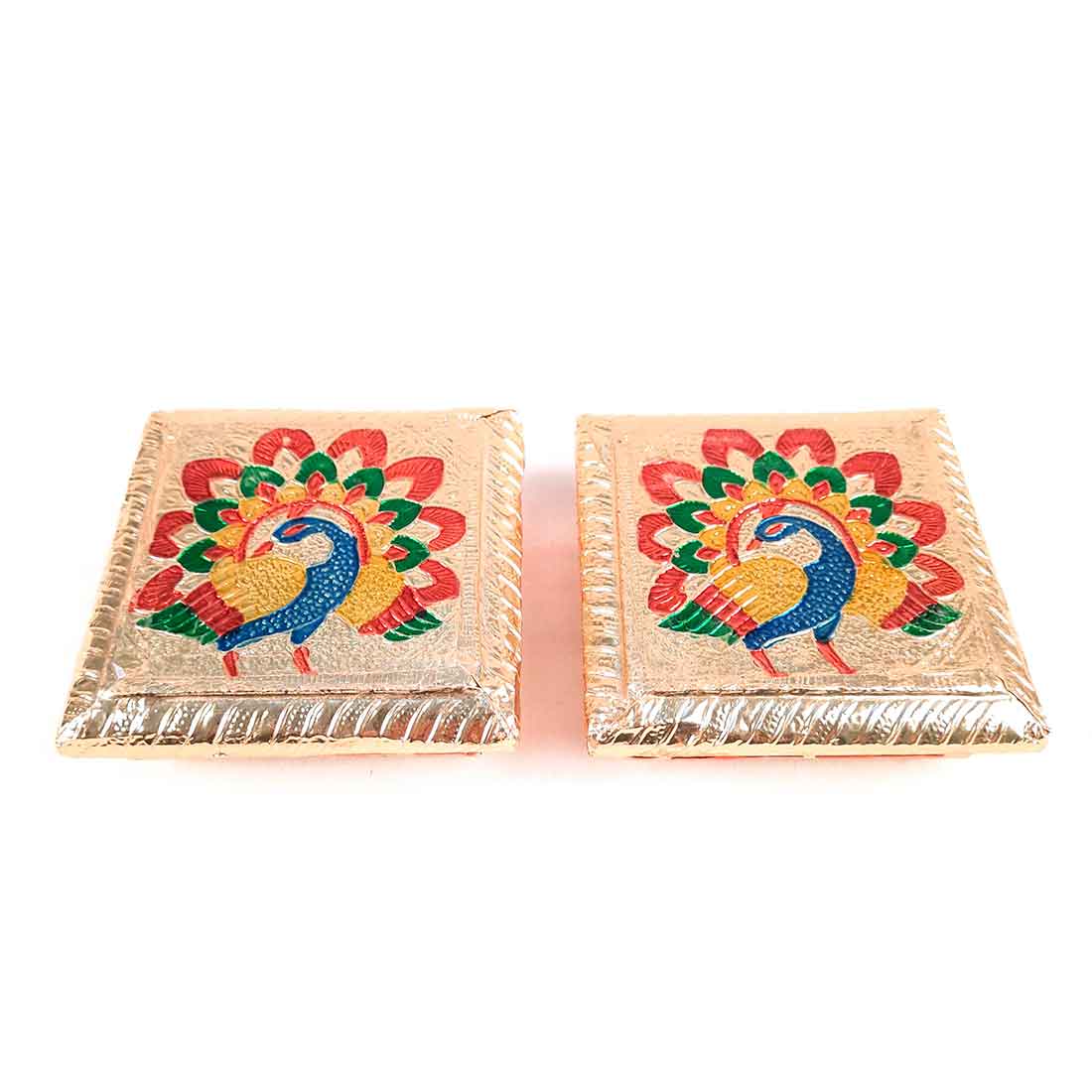Pooja Chowki Bajot | Minakari Chauki Set - For Pooja, Festivals & Return Gifts (Pack of 2) 4 Inch - Apkamart #Style_Design 2