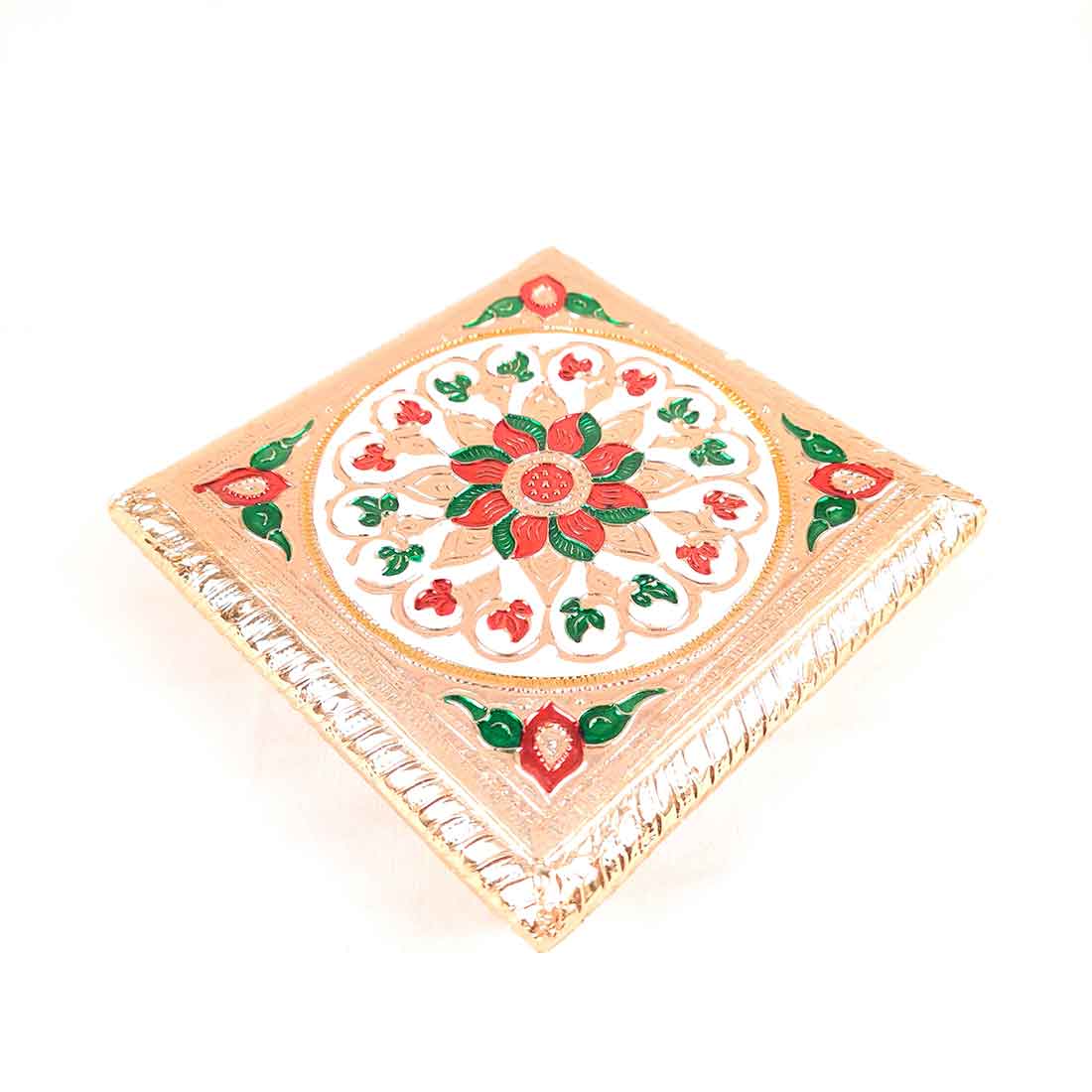 Minakari Chowki Bajot - For Puja Decoration & Gifts - 6 Inch - ApkaMart #Style_Design 2