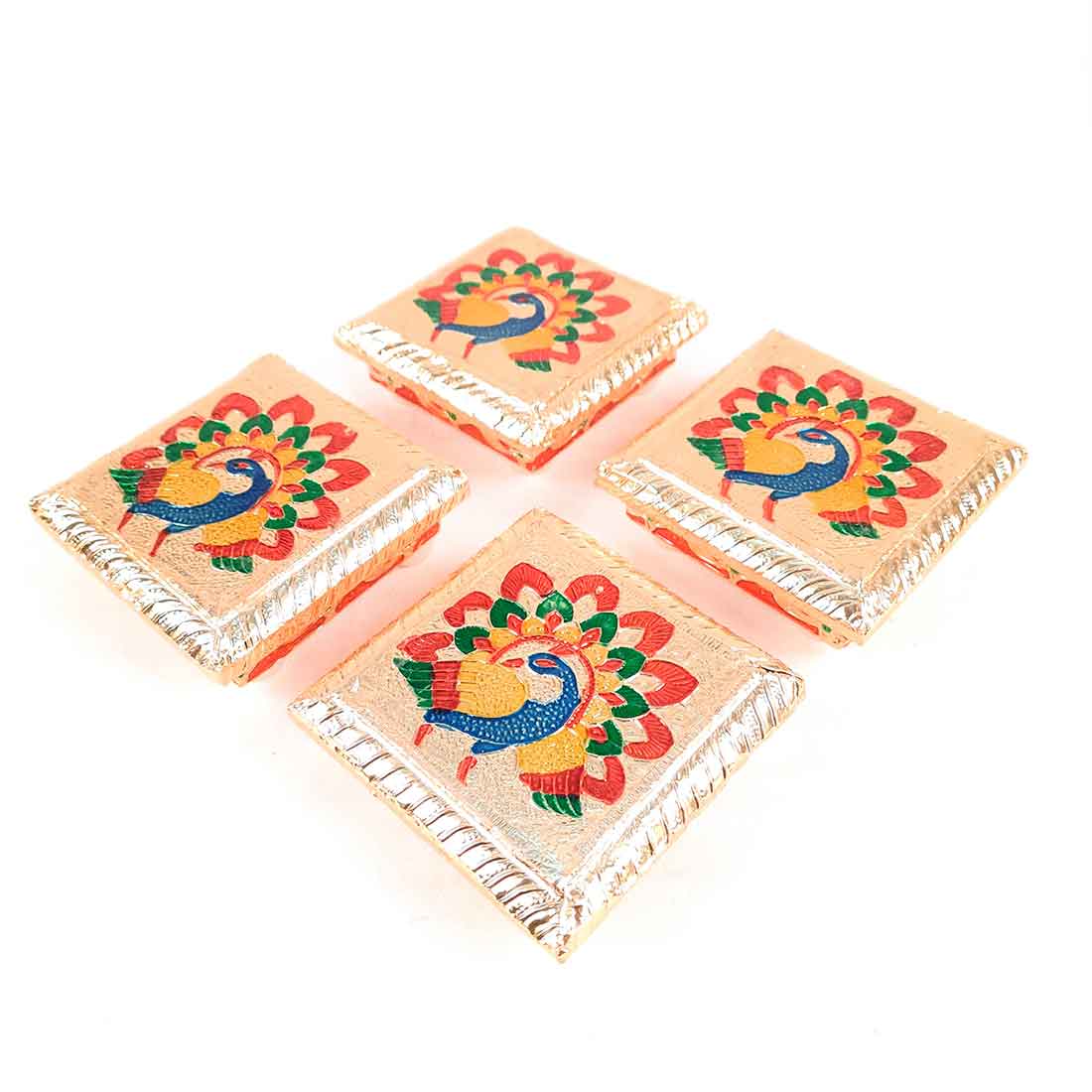 Pooja Chowki Bajot | Minakari Chauki Set - For Pooja, Festivals & Return Gifts - 4 Inch (Pack of 4) -Apkamart #Style_Design 2