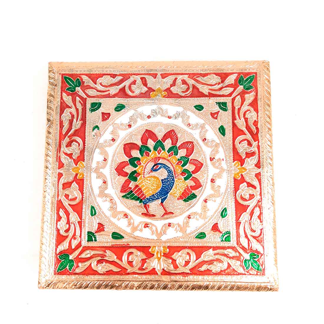 Minakari Pooja Chowki - Wooden Bajot - For Pooja & Festivals - Set of 3 - ApkaMart #Style_Design 2