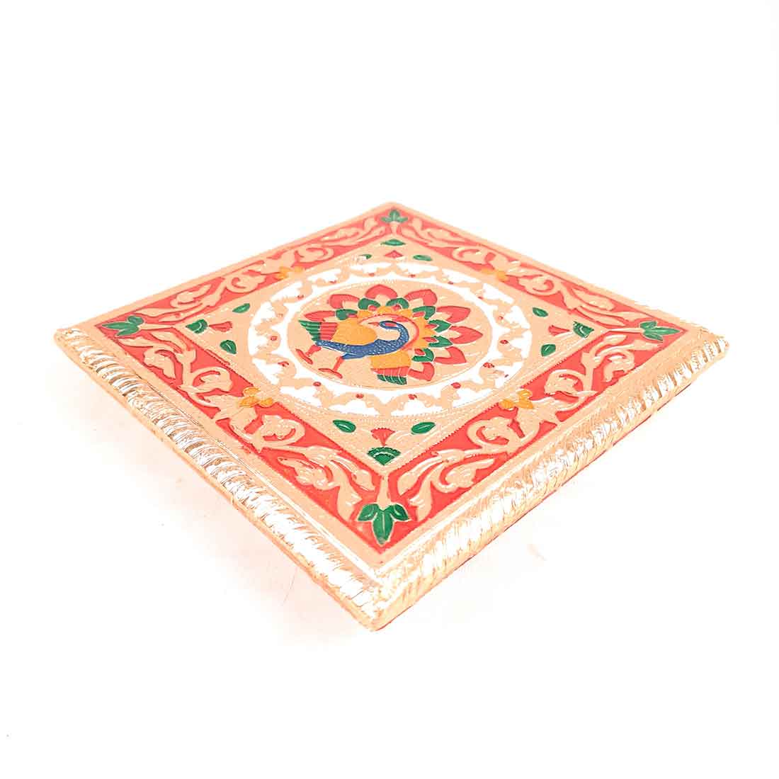 Pooja Chowki Bajot - Peacock Design - For For Pooja, Weddings & Festivals - Set of 3 - ApkaMart #Style_Design 2