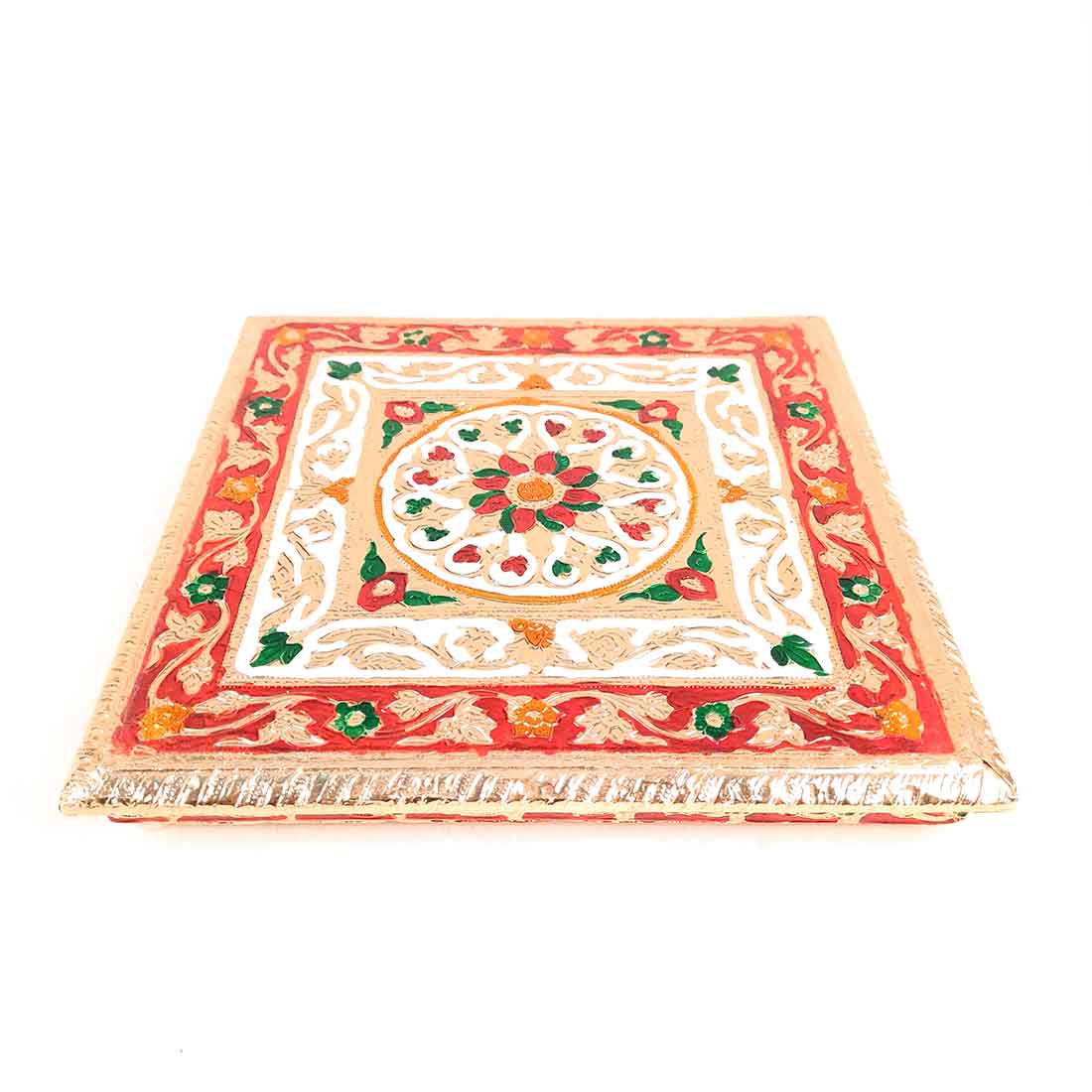 Minakari Pooja Chowki Bajot - For Puja Decoration & Gifts -10 Inch - ApkaMart #Style_Design 2