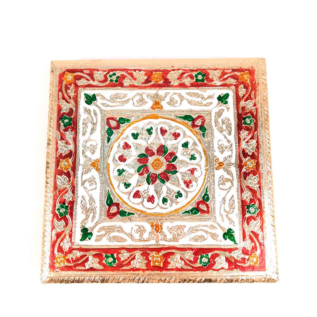 Minakari Pooja Chowki Bajot - For Puja Decoration & Gifts -10 Inch - ApkaMart #Style_Design 2