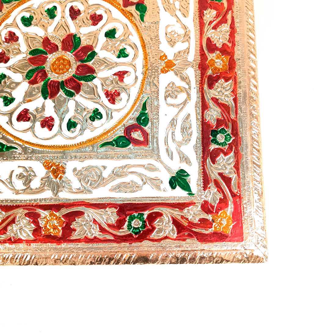 Pooja Chowki Bajot | Minakari Chauki Set - For Pooja, Weddings & Festivals (Pack of 2) 10 Inch - Apkamart #Style_Design 1