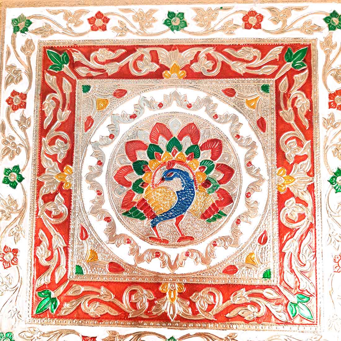 Minakari Pooja Chowki - Wooden Bajot - For Pooja & Festivals - Set of 3 - ApkaMart #Style_Design 2