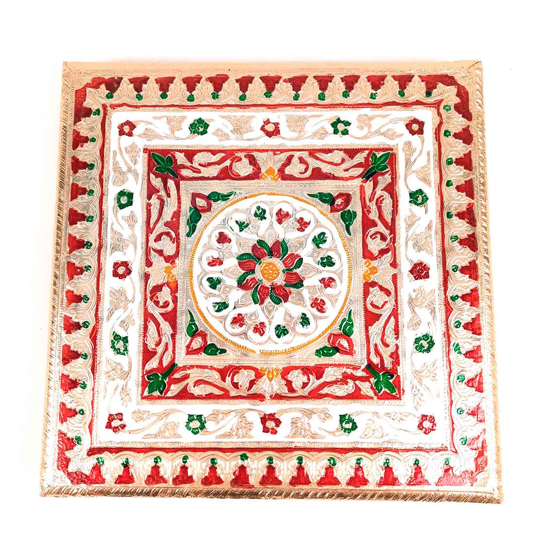 Meenakari Chowki Bajot - For Pooja Decoration -12 Inch - ApkaMart #Style_Design 2