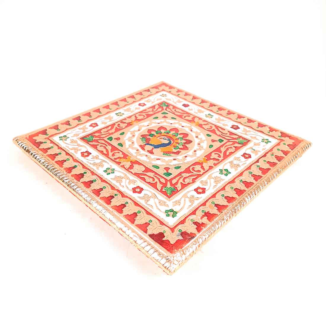 Minakari Pooja Chowki - Wooden Bajot - For Pooja & Festivals - Set of 3 - ApkaMart #Style_Design 2