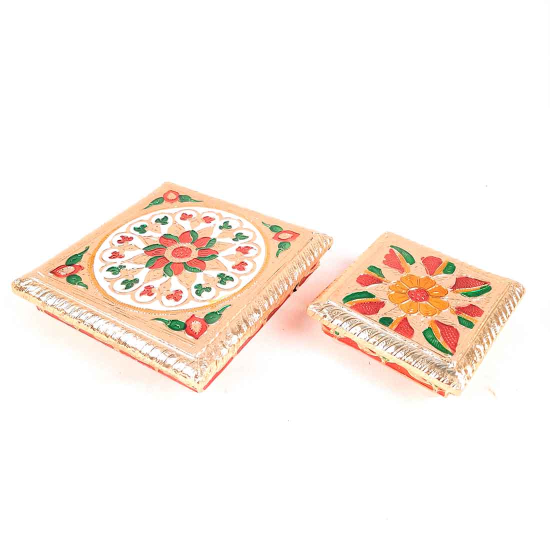 Pooja Chowki Bajot | Wooden Chowki Set - For Diwali Pooja, Festivals & Home Décor - 4, 6 Inch - Apkamart #Style_Design 1