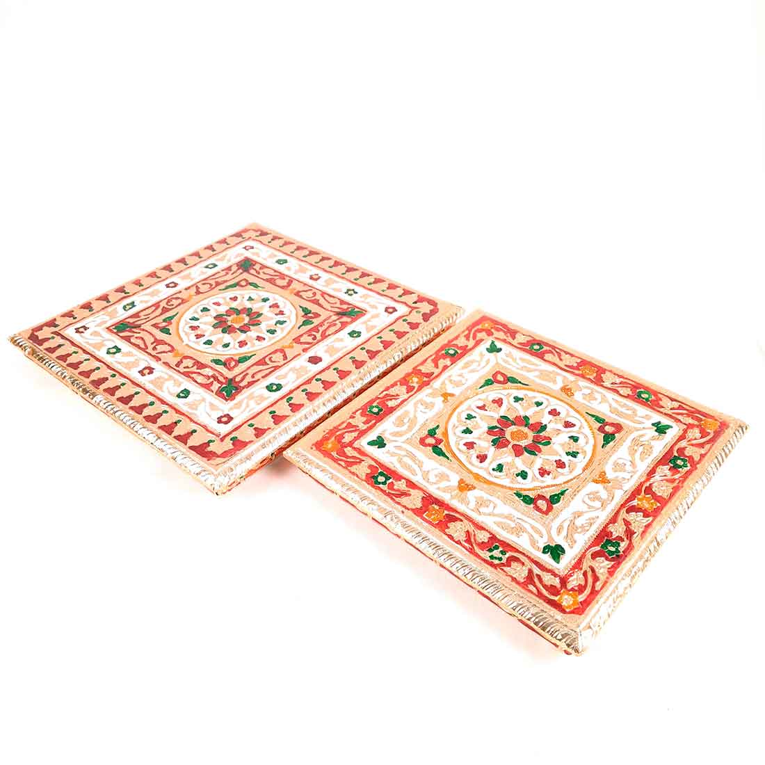 Pooja Chowki Bajot - Set of 2 - 10 Inch & 12 Inch Bajot - ApkaMart #style_Design 2