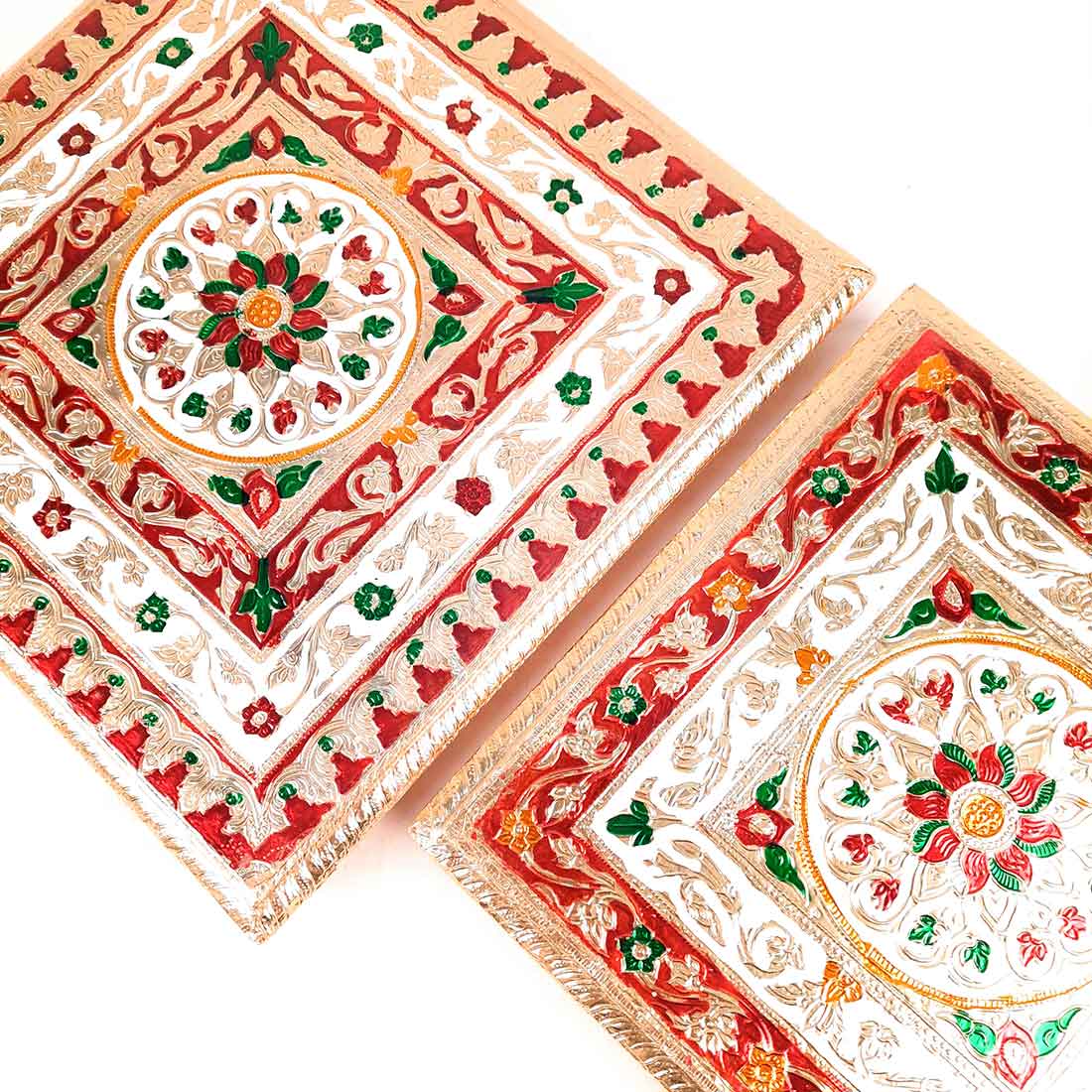 Pooja Chowki Bajot - Set of 2 - 10 Inch & 12 Inch Bajot - ApkaMart #style_Design 2