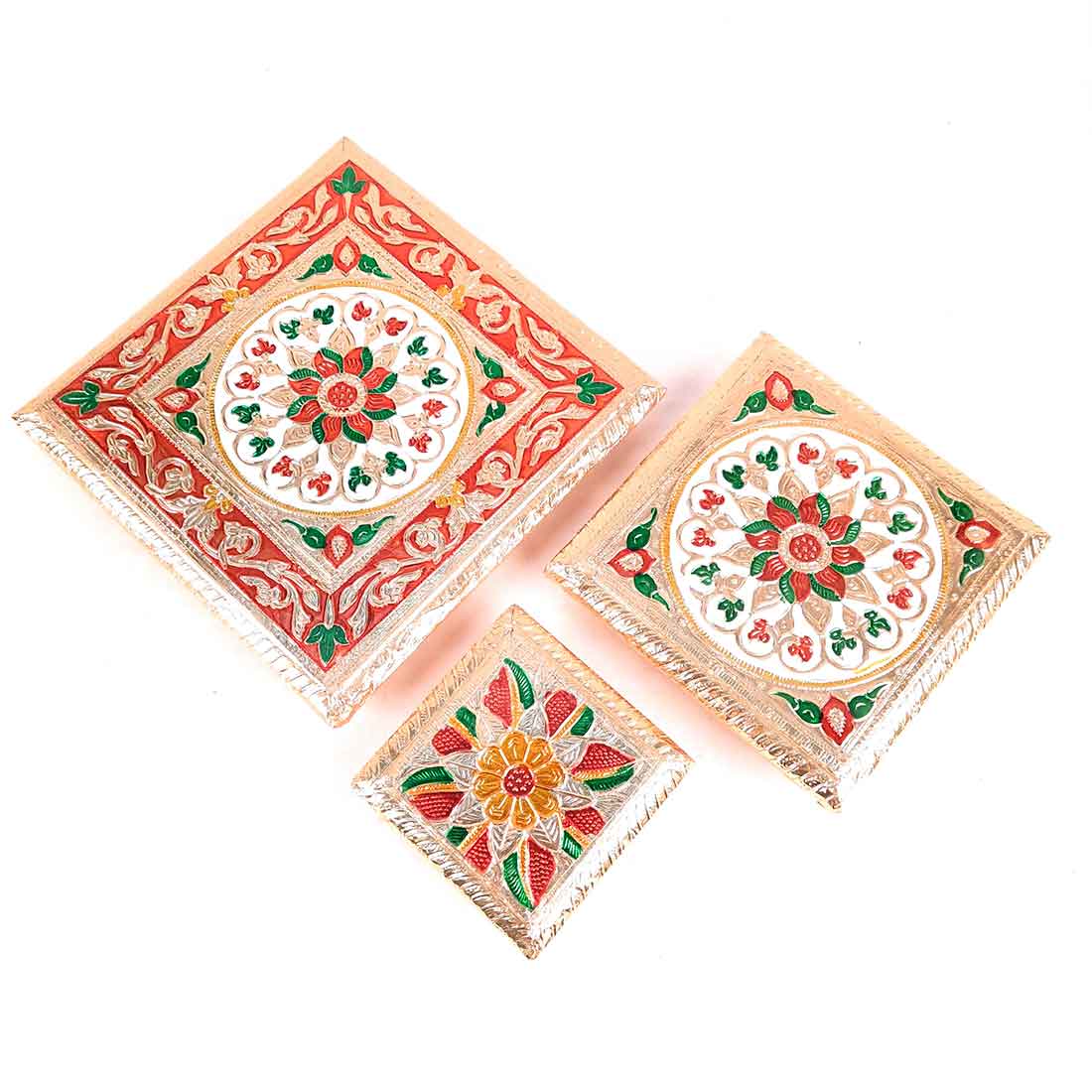 Puja Chowki - 4,6,8 Inch - Set of 3 For Pooja, Wedding & Festive Decor - ApkaMart #Style_Design 2