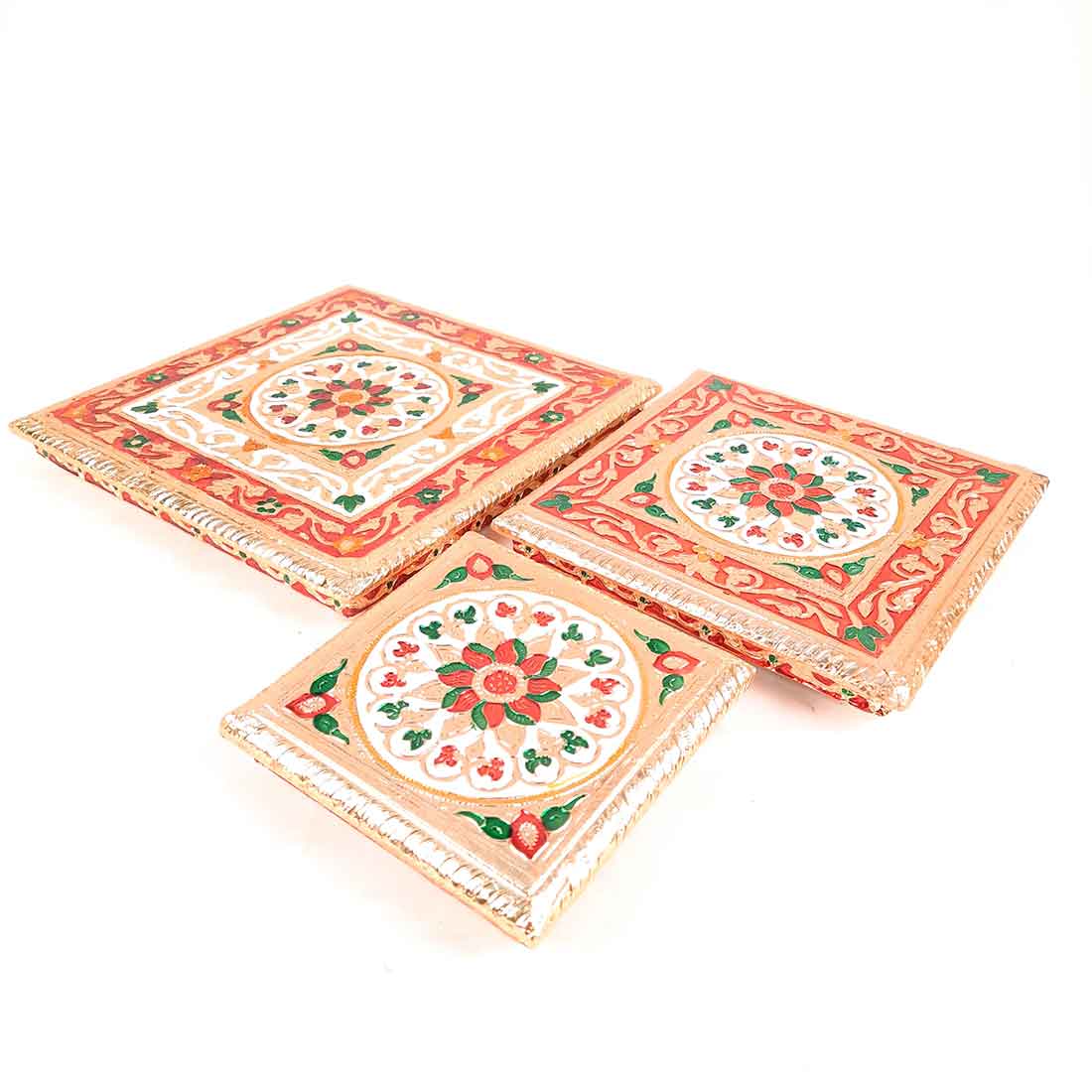 Pooja Chowki Bajot | Wooden Chowki Set - For Pooja, Festivals, Temple & Home Décor - 6, 8, 10 Inch - Apkamart