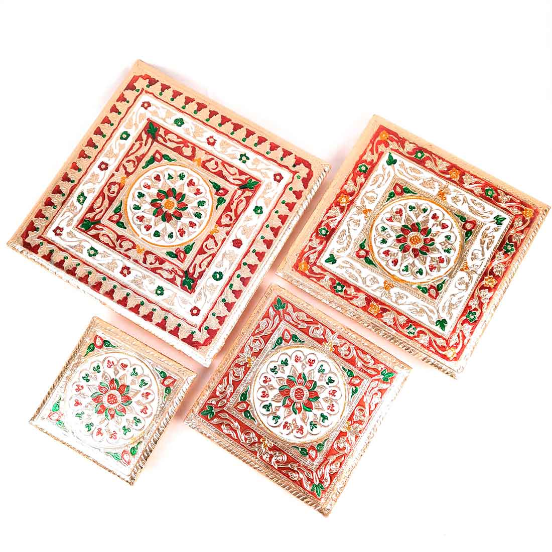 Puja Chowki Bajot - Set of 4 - Set of 6, 8, 10, 12 Inch Bajot - ApkaMart #Style_Design 2