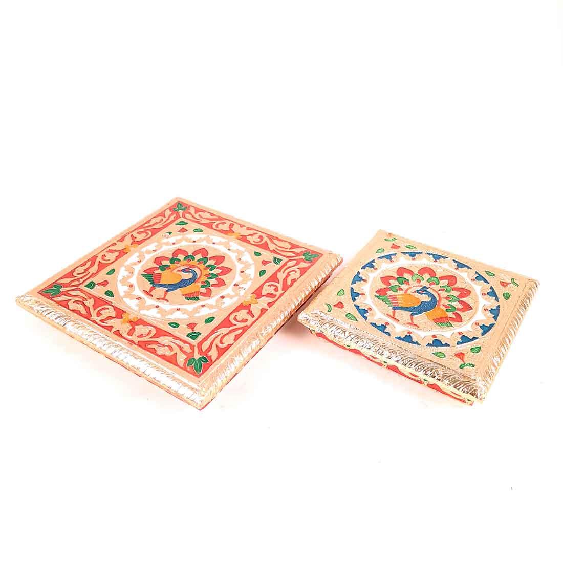 Pooja Chowki Bajot | Wooden Chowki Set - For Pooja, Festivals, Temple & Home Décor - 6, 8 Inch