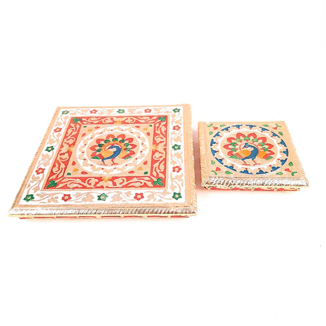 Pooja Chowki Bajot | Wooden Chowki Set - For Pooja, Festivals, Temple & Home Décor - 6, 10 Inch - Apkamart