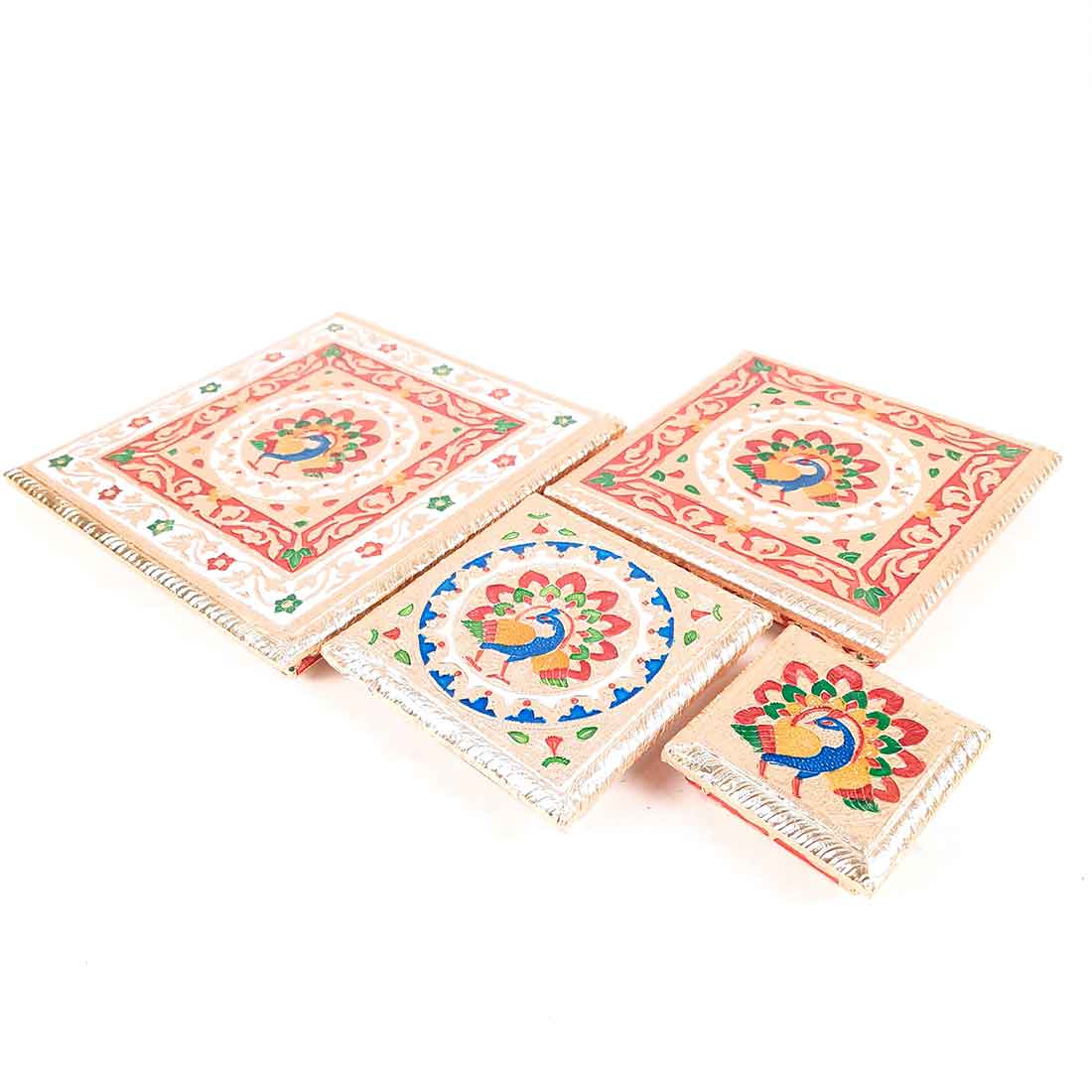 Pooja Chowki - For Sitting, Puja & Home Decor - Pack of 4 - ApkaMart #Style_Design 2